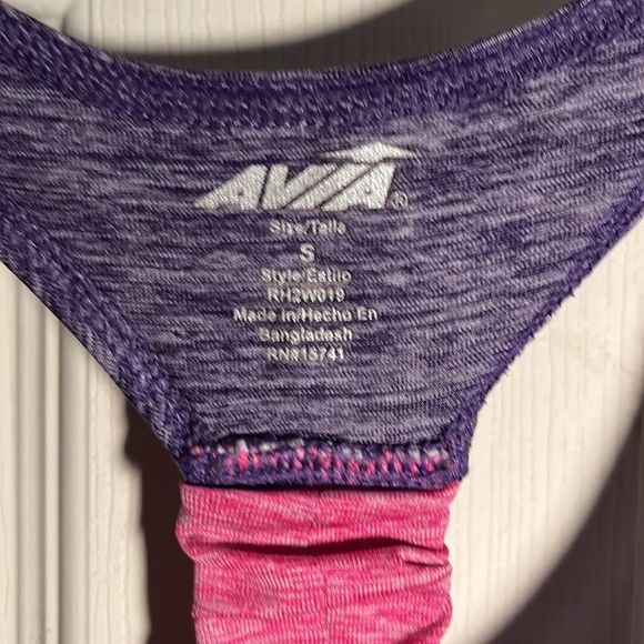 Avia Women’s ActiveWear Racer Back Tank Top Purple With Hot Pink Back Strap - Picture 6 of 7